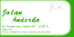 jolan anderko business card